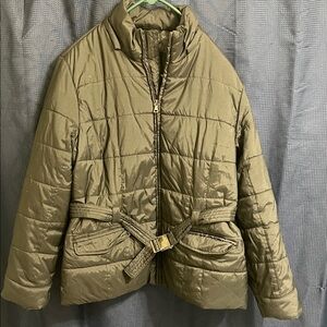 Black Puffer Jacket with Belt